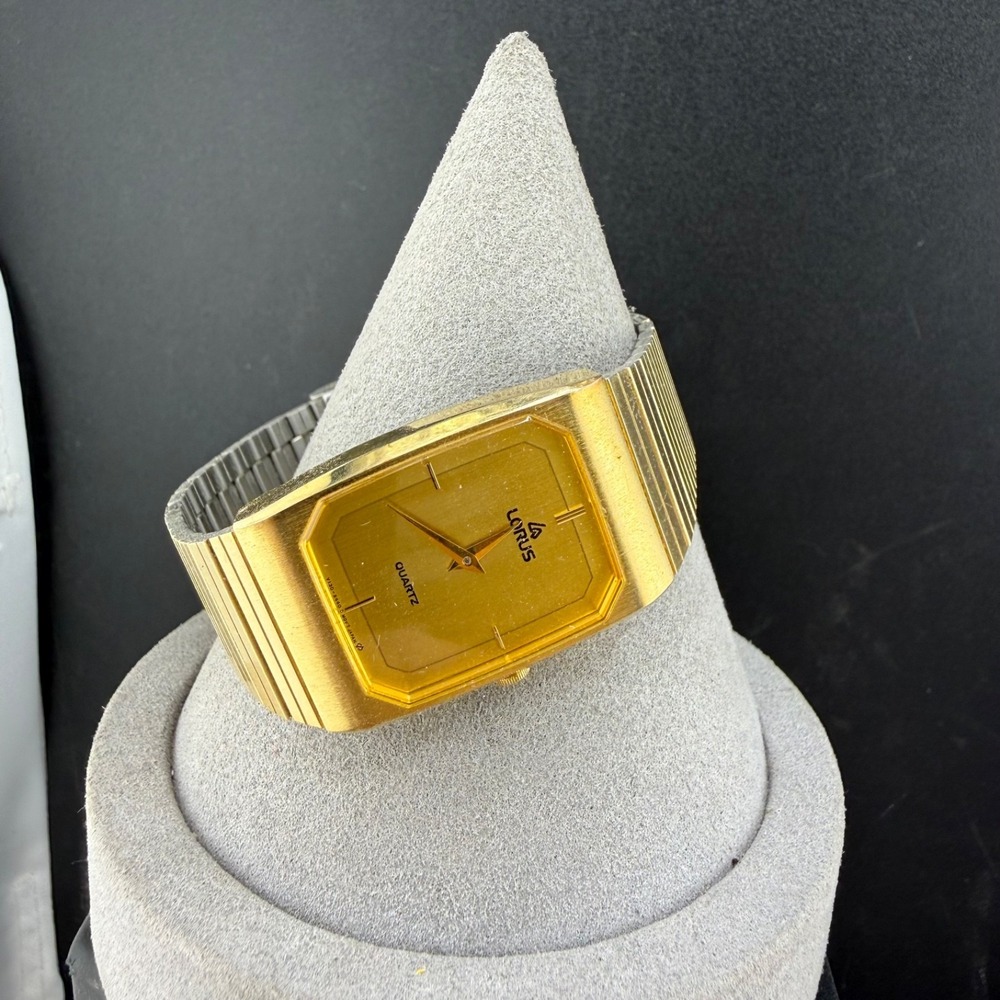 Vintage Lorus Mens Watch Gold Tone Untested 7”